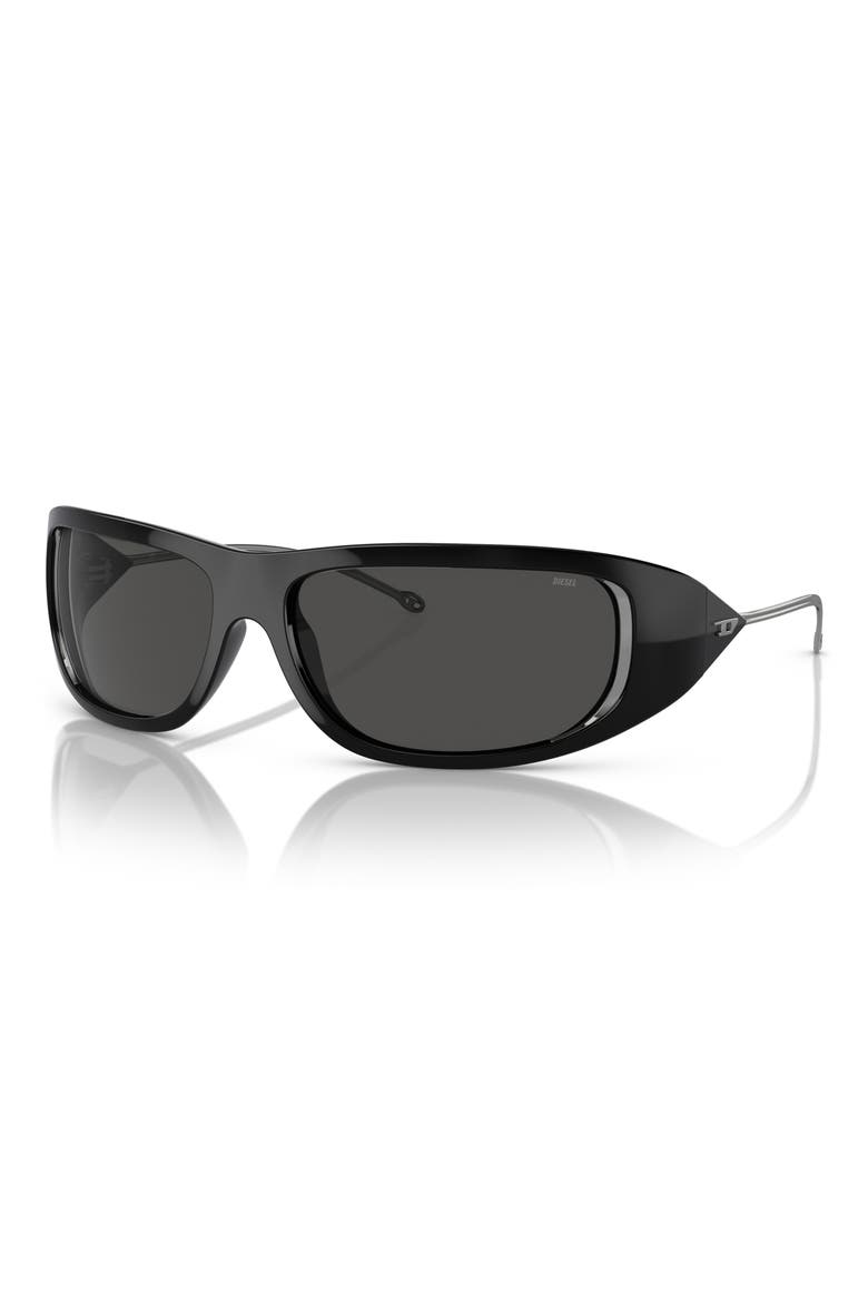 61mm Oval Sunglasses, Alternate, color, SHINY BLACK / DARK GREY
