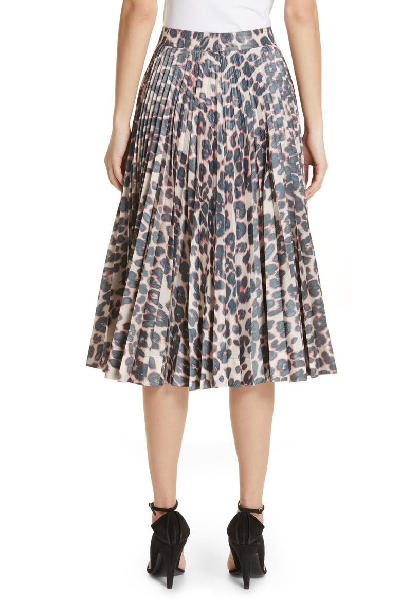 Panther Print Pleated Taffeta Skirt, Alternate, color, ELECTRIC PANTHER