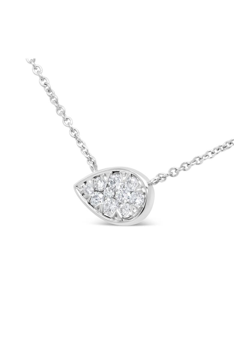 14K White Gold 1/4 Cttw Diamond Composite Teardrop Shape Pendant Necklace -, Alternate, color, White