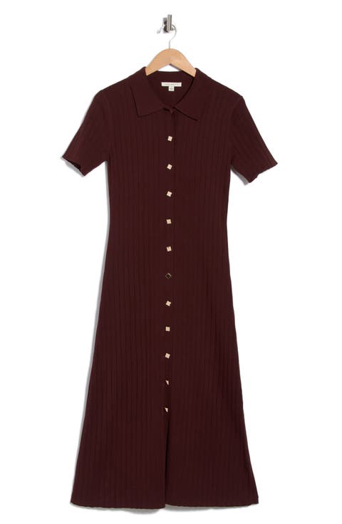 Collared Short Sleeve Sweater Dress