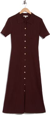 TASH AND SOPHIE Collared Short Sleeve Sweater Dress