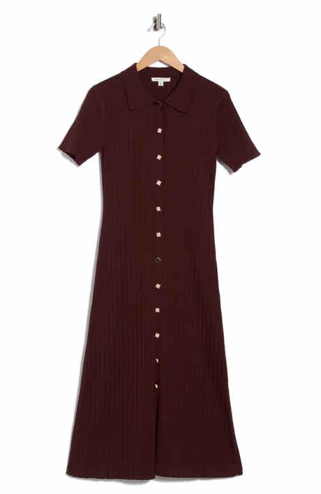 Collared Short Sleeve Sweater Dress