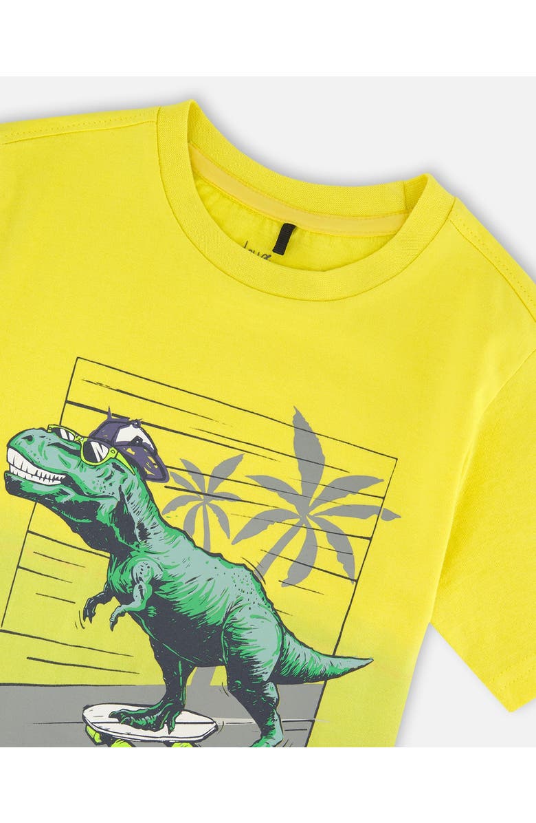 Deux par Deux Organic Cotton Jersey T-Shirt with Print, Alternate, color, Yellow