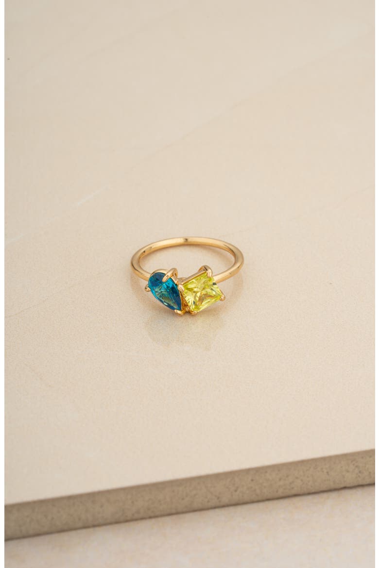 Small Teardrop Cubic Zirconia Ring, Alternate, color, AQUA