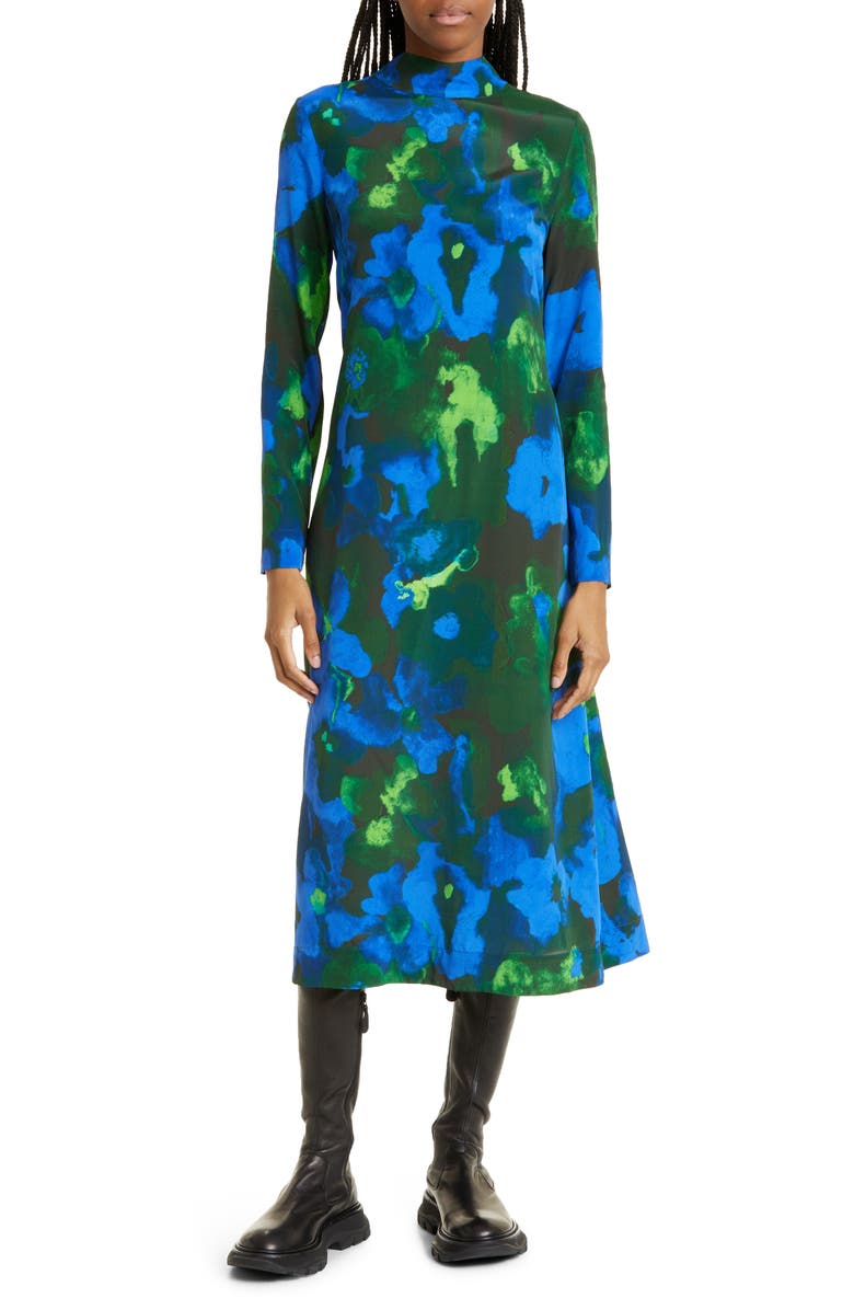 Stine Goya Millie Floral Long Sleeve Silk Blend Dress, Main, color,