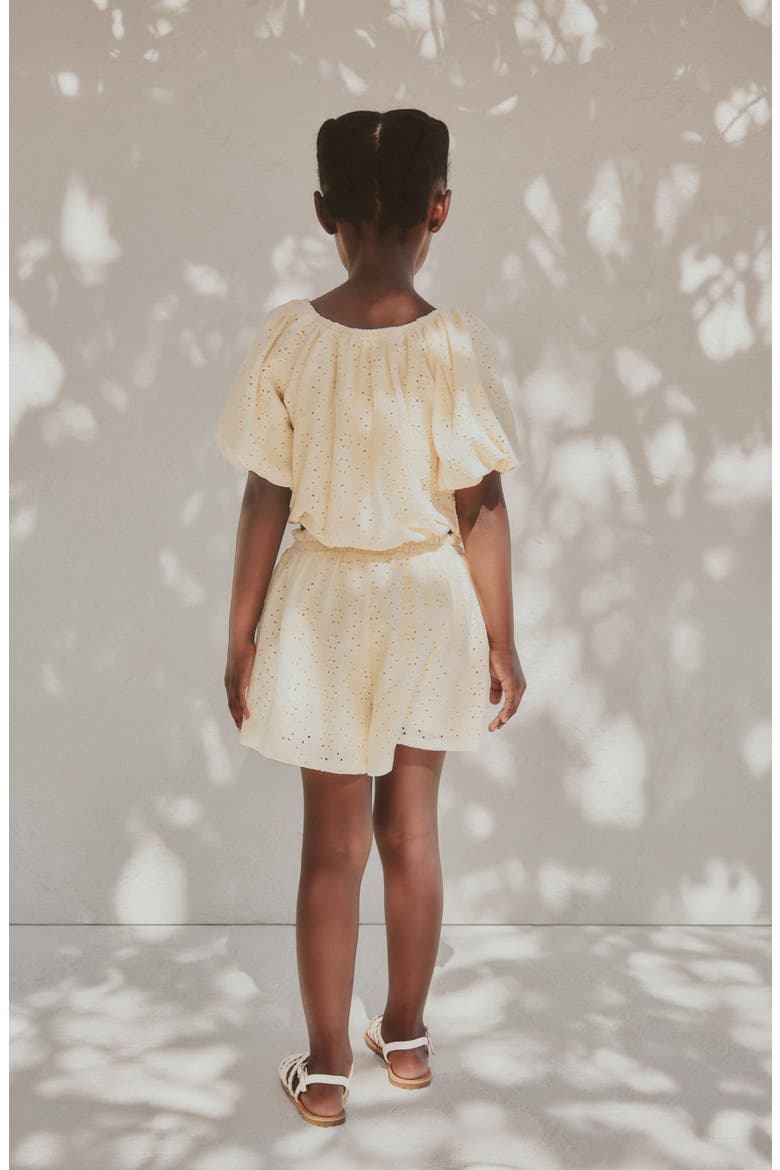 Kids' Broderie Top & Shorts Set, Alternate, color, YELLOW