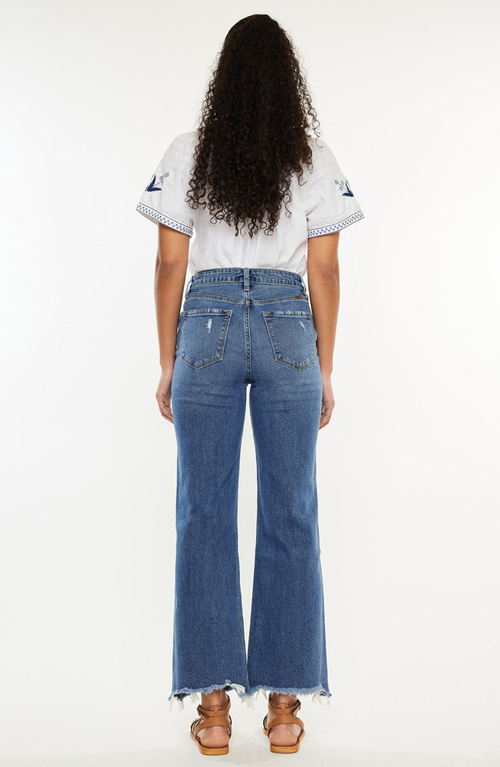 Kancan Jemma High Rise Slim Wide Leg Jeans In Blue