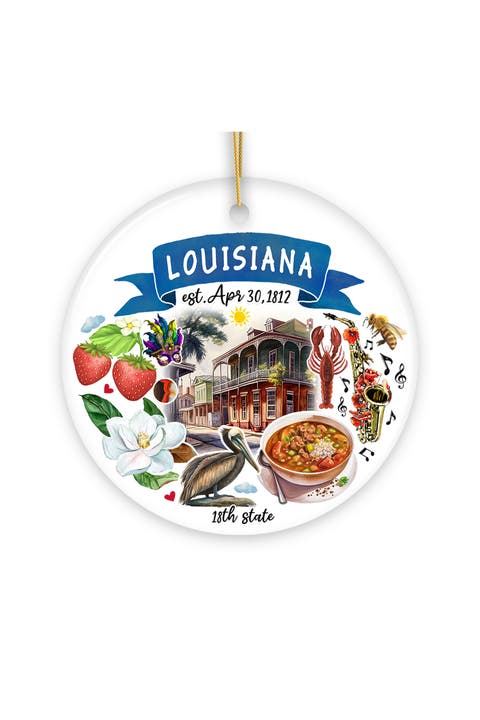 Louisiana Landmarks And Gumbo Christmas Ornament