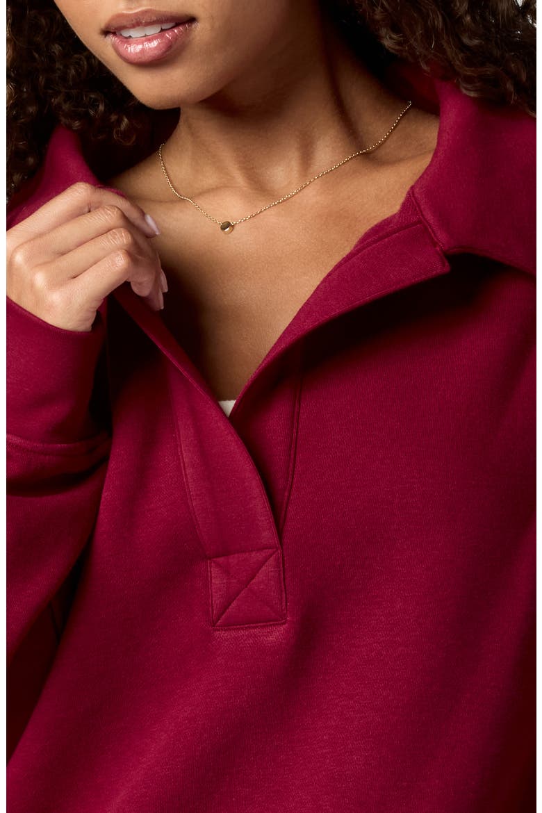 Polo Collar Sweatshirt, Alternate, color, CRIMSON