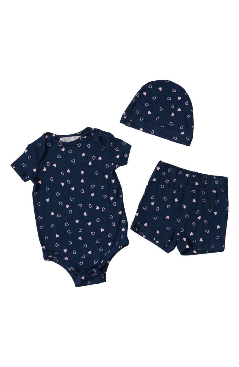 Barefoot Dreams<sup>®</sup> Ultra Soft Rib Beanie, Romper & Shorts Set, Main, color,