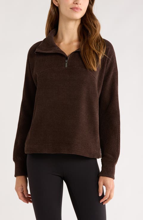 Half Zip Waffle Stitch Sweatshirt