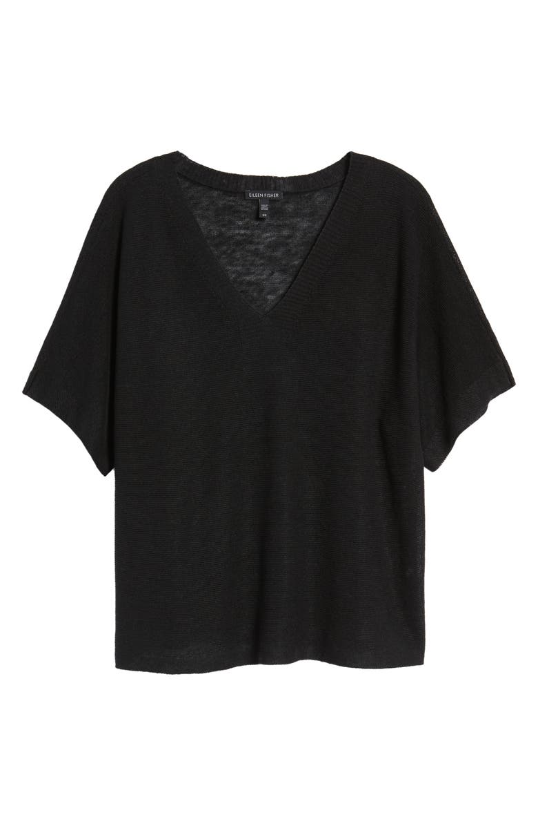 Eileen Fisher V-Neck Organic Linen Top, Alternate, color, 