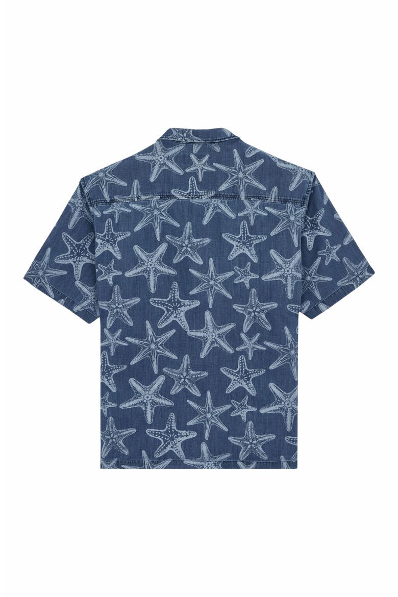 Men's Starfish Light Printed Denim Bowling Shirt, Alternate, color, BLEACH DENIM W4