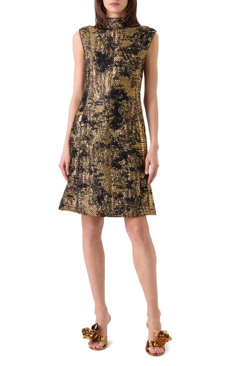 Fragmented Techno Lamé Jacquard Dress