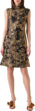 Akris Fragmented Techno Lamé Jacquard Dress