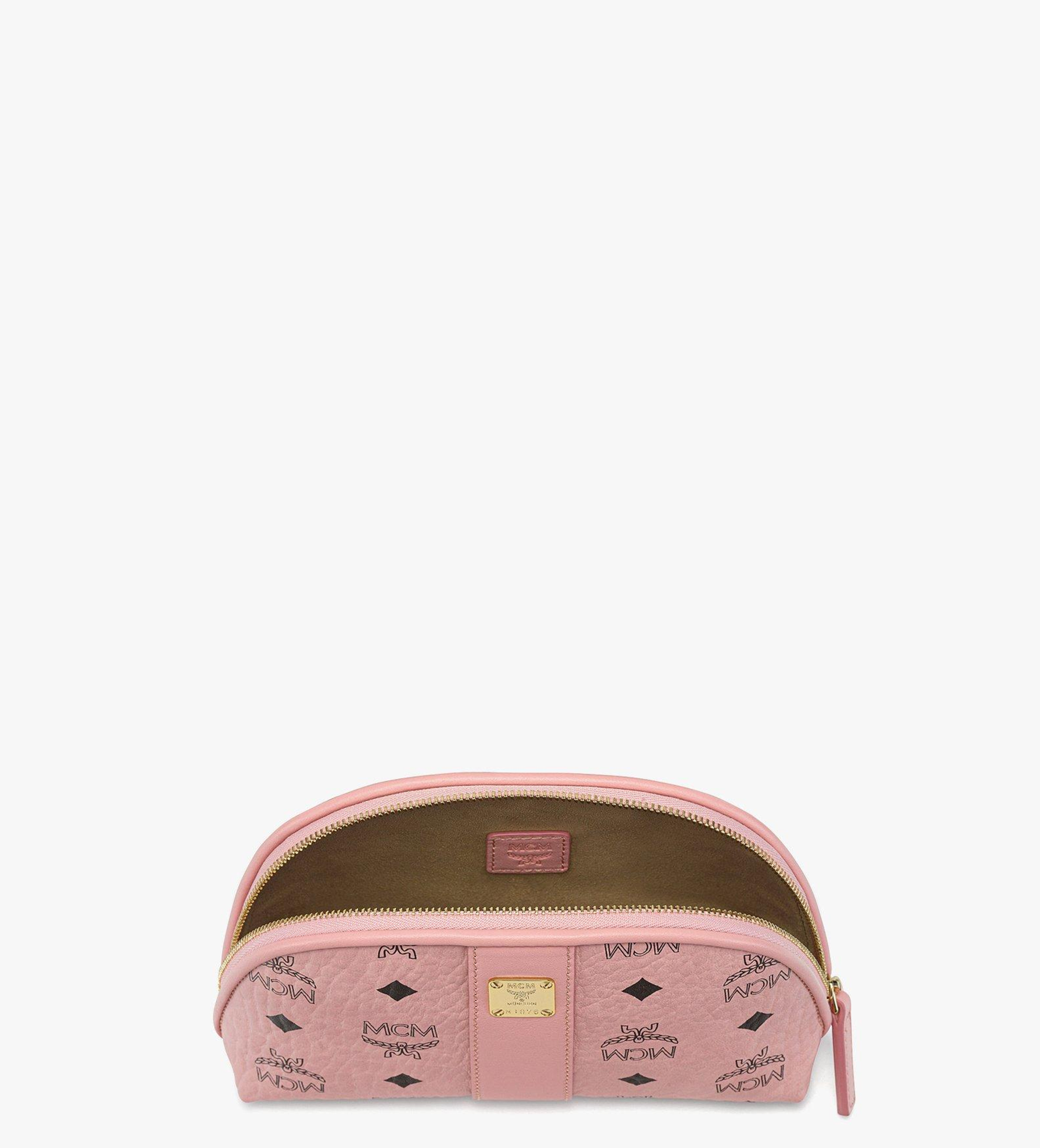 MCM Aren Cosmetic Pouch in Visetos, Alternate, color, Pink