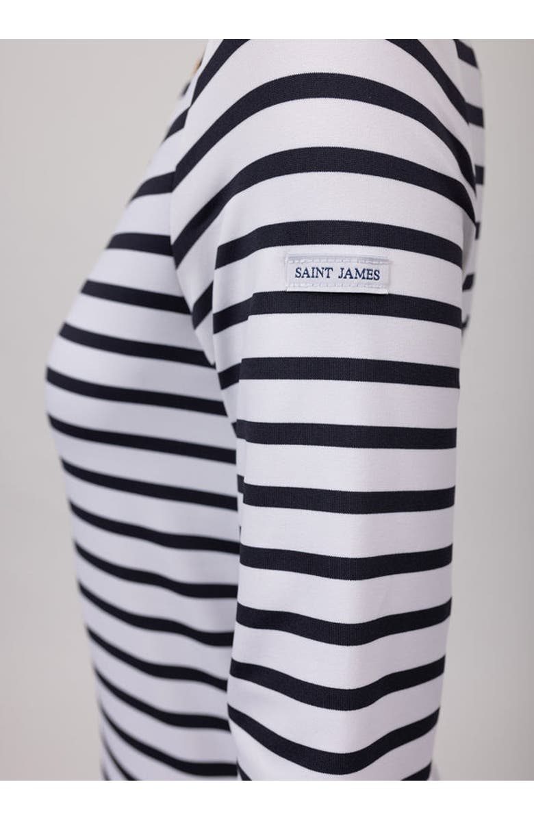 Saint James PHARE - Boat Neck Striped UV Fabric Tunic with Slits, Alternate, color, White/Navy