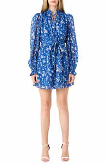 Floral Long Sleeve Chiffon Minidress
