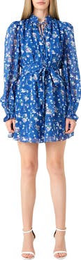 Endless Rose Floral Long Sleeve Chiffon Minidress