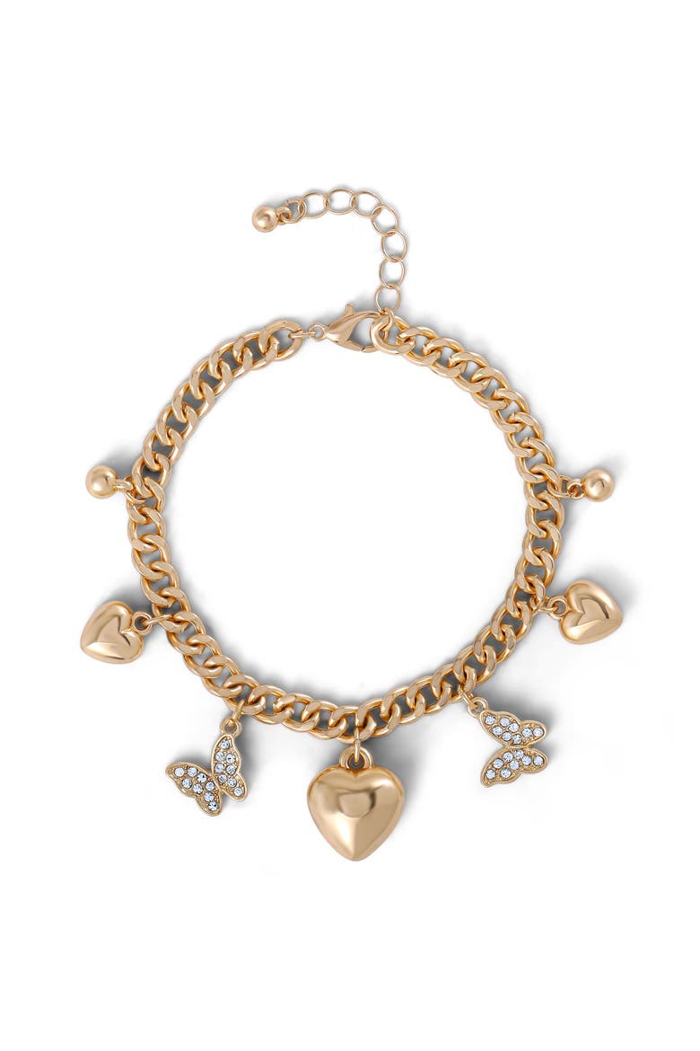 Heart & Butterfly Gold-Tone Bracelet, Main, color, Gold