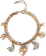 Jessica Simpson Heart & Butterfly Gold-Tone Bracelet