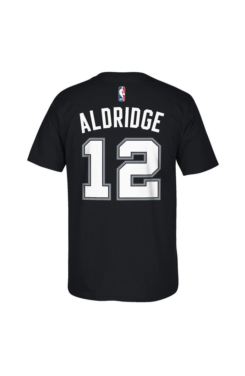 adidas Men's adidas LaMarcus Aldridge San Antonio Spurs Black Net Number T-Shirt, Alternate, color, 