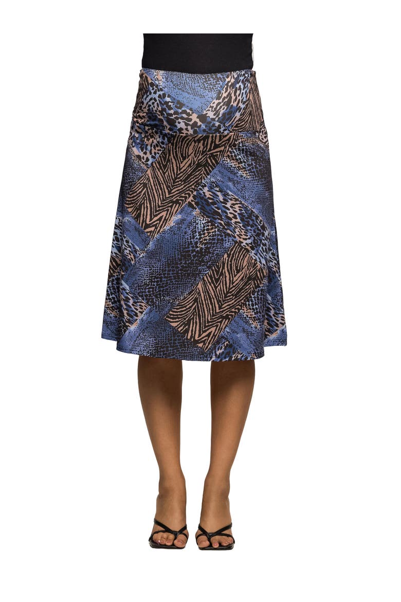 Animal Print Knee Length Skirt, Main, color, Blue Multi