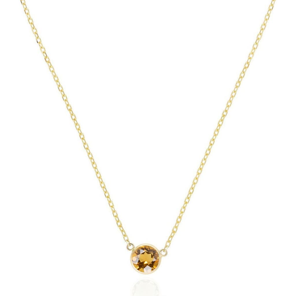 The Lovery Fine Jewelry Citrine Single Bezel Necklace In Yellow