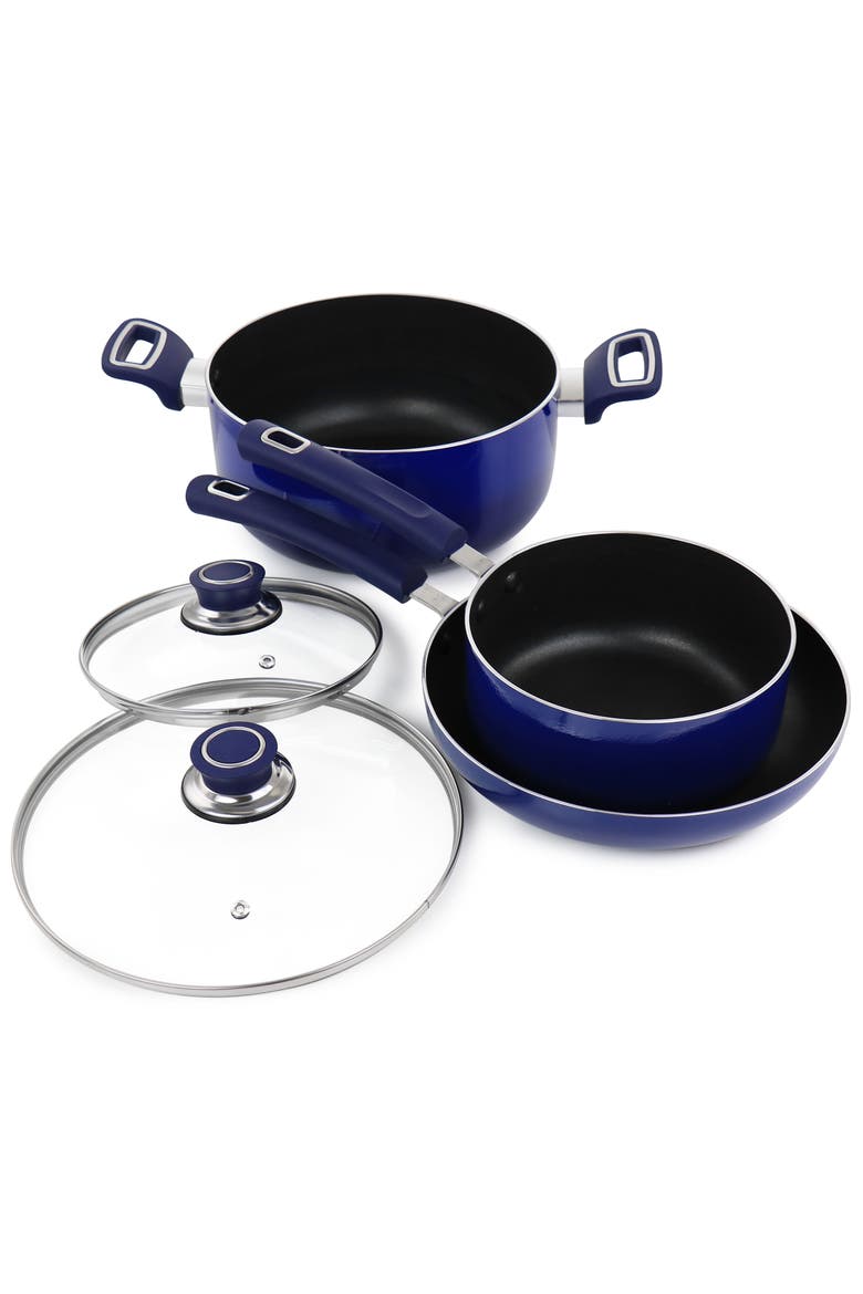 7 Piece Non Stick Aluminum Cookware Set, Alternate, color, Blue