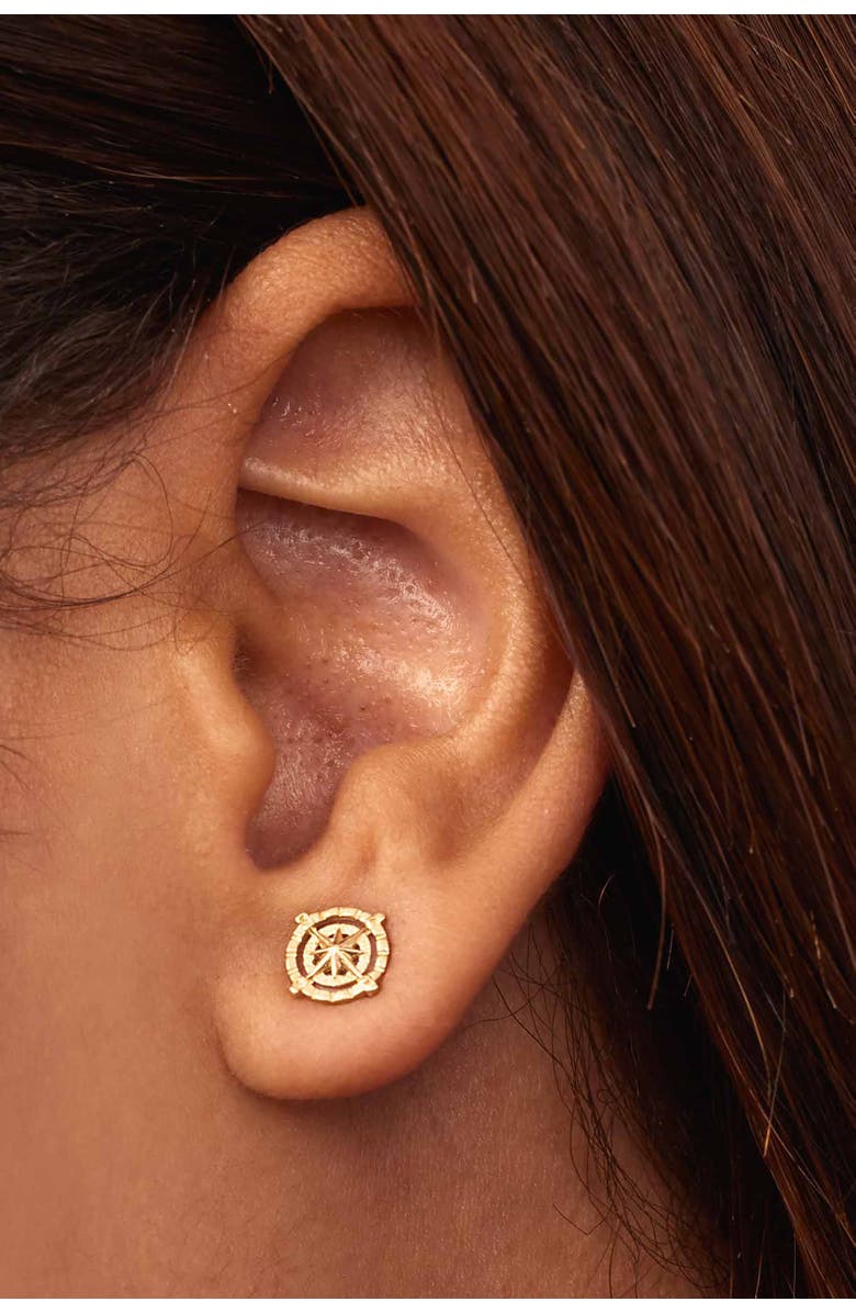 Oradina 14K Yellow Gold Compass Rose Studs, Alternate, color, Yellow Gold