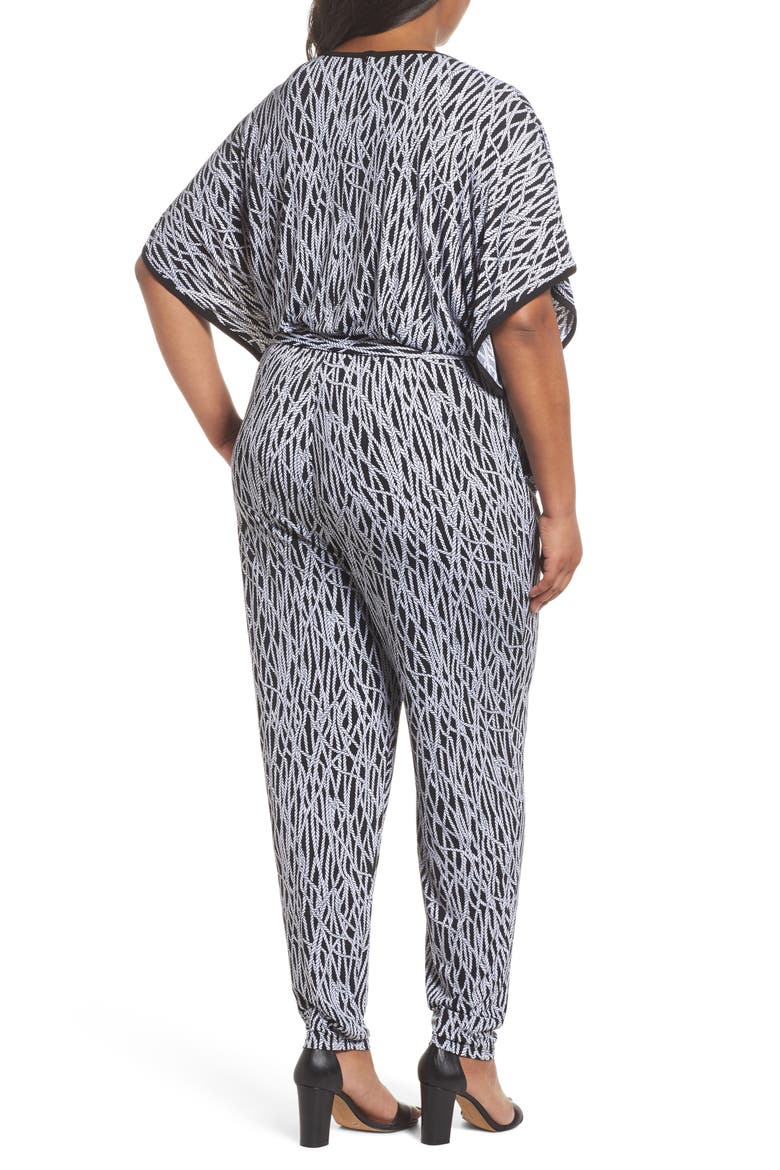 Chained Keyhole Neck Jumpsuit, Alternate, color, BLACK/ WHITE