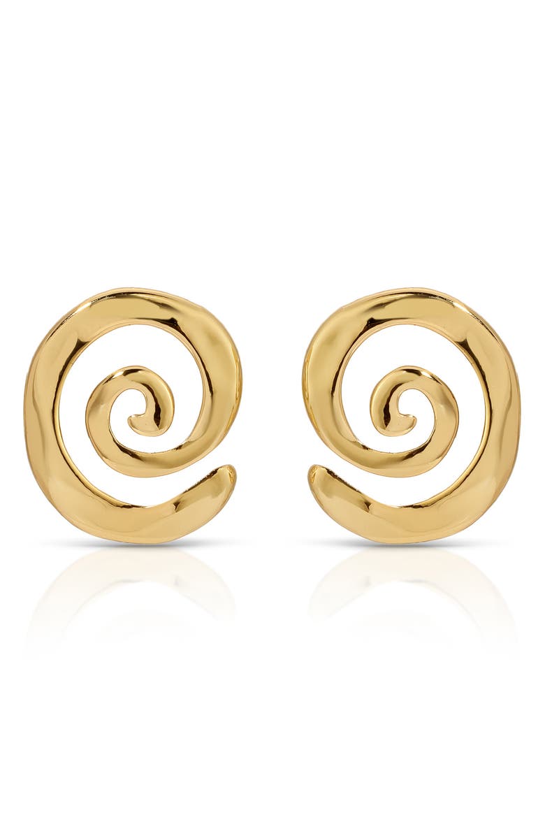 Ettika Aura Swirl Stud Earrings, Main, color, Gold