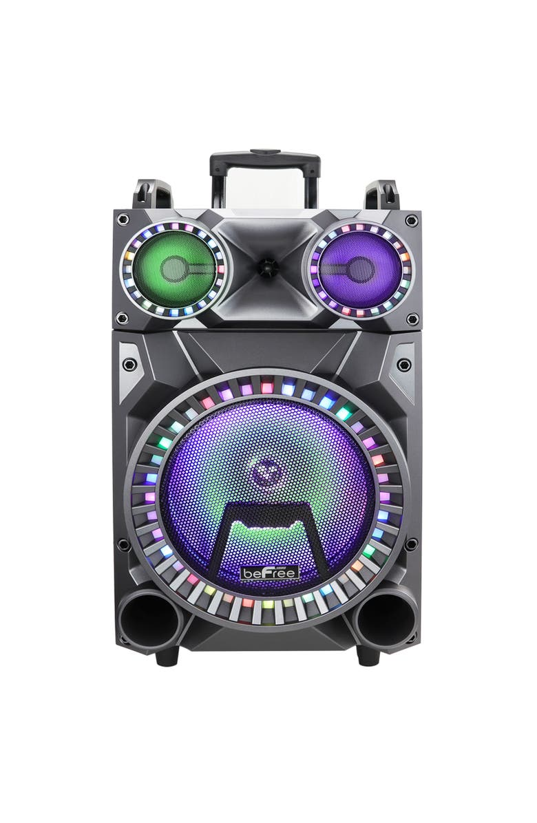 Befree Sound Rechargeable 12in Bluetooth Portable Party Speaker with Party Lights, Alternate, color, Grey