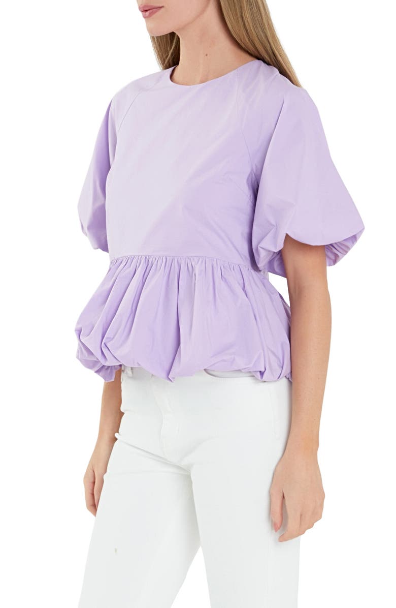 English Factory Balloon Poplin Top, Alternate, color, Lavender