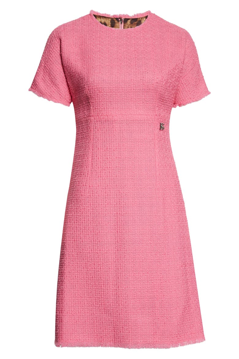 Raschel Tweed A-Line Dress, Alternate, color, BRIGHT PINK