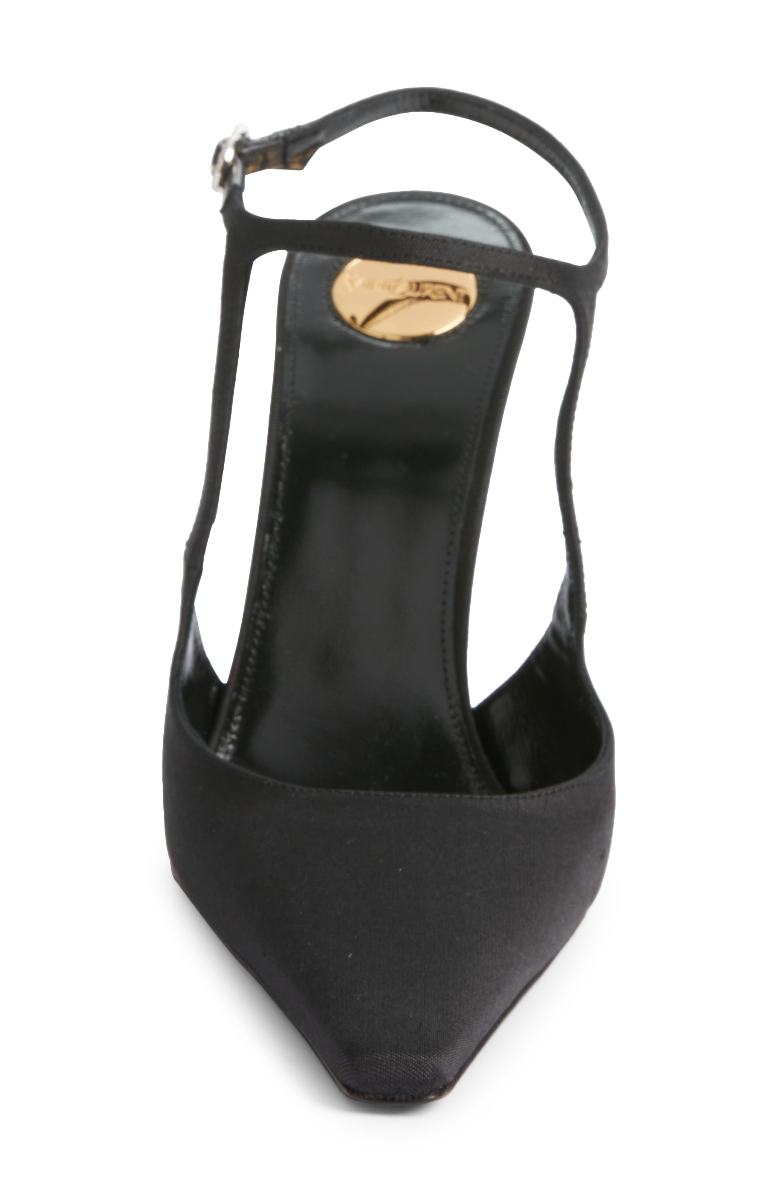 Saint Laurent Doville Ankle Strap Pump, Alternate, color, Noir