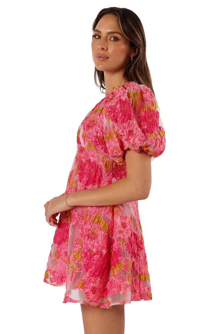 Jordin Floral Puff Sleeve Minidress, Alternate, color, PINK