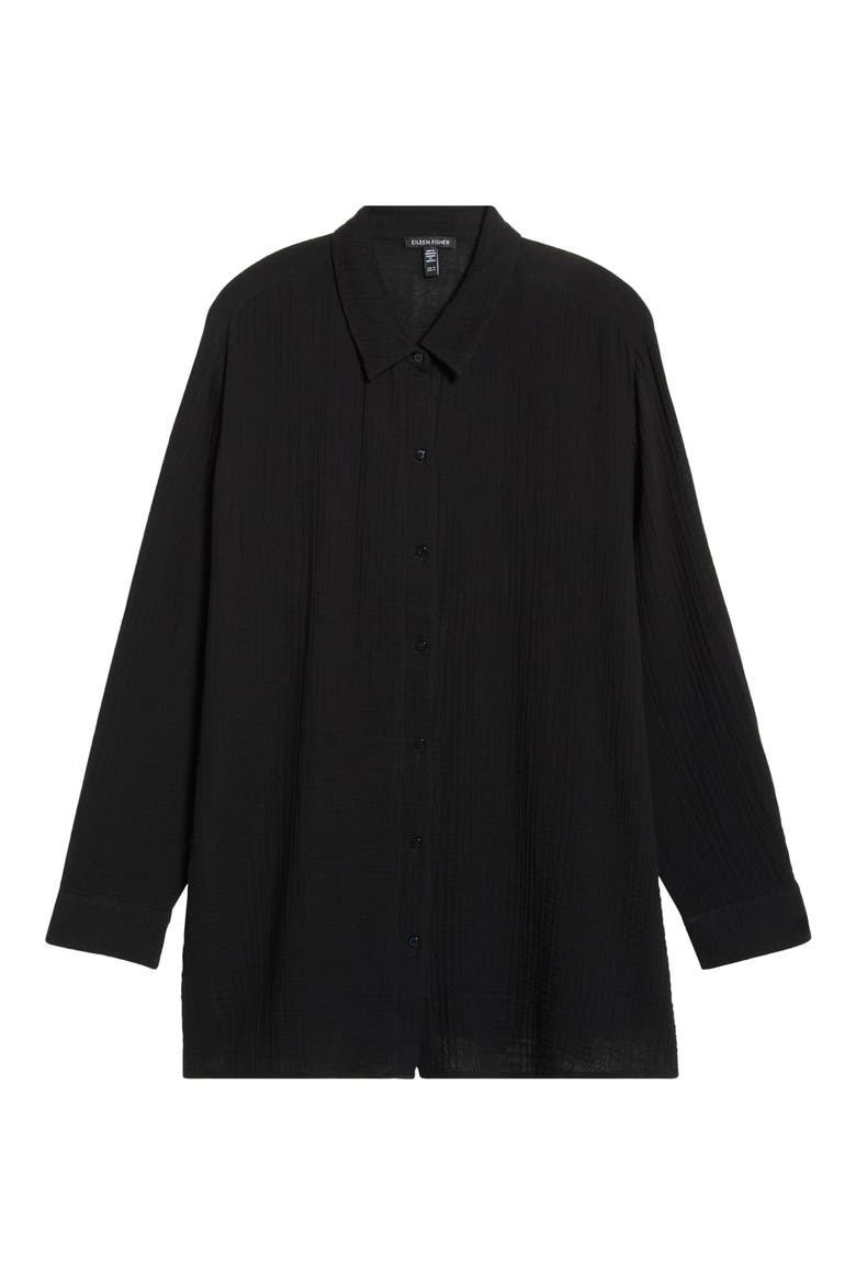 Classic Collar Easy Organic Cotton Button-Up Shirt, Alternate, color, BLACK