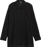 Eileen Fisher Classic Collar Easy Organic Cotton Button-Up Shirt