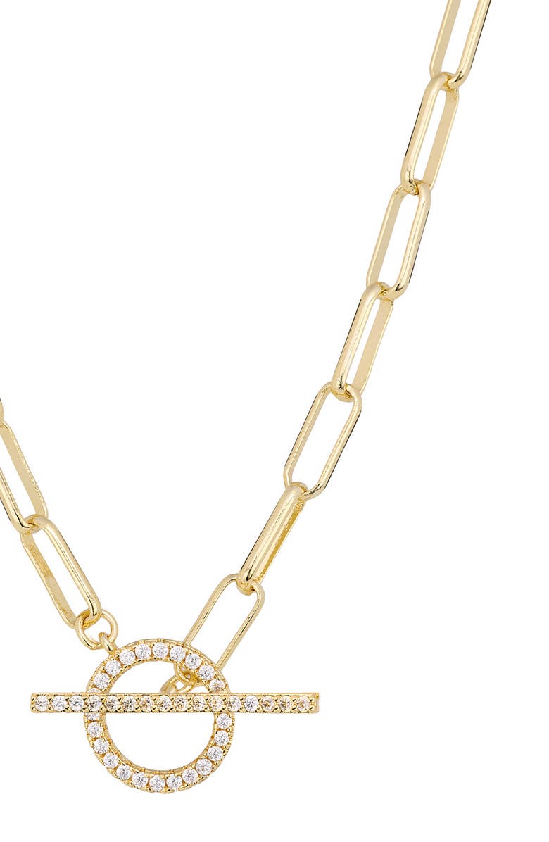 ATHRA LUXE Pavé Paper Clip Chain Toggle Necklace, Alternate, color, Gold