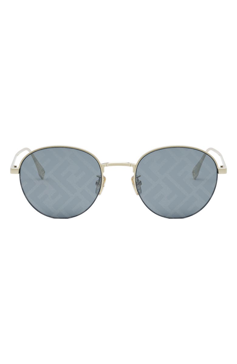 Fendi 'Fendi Travel 52mm Mirrored Round Sunglasses, Main, color, 