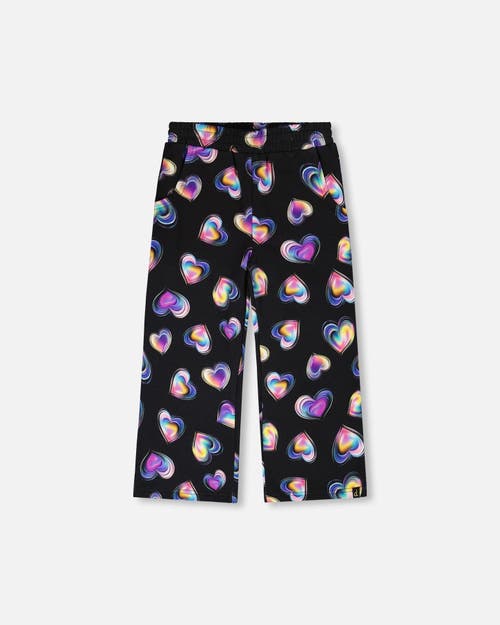 Deux Par Deux Wide Leg Fleece Pants In Black