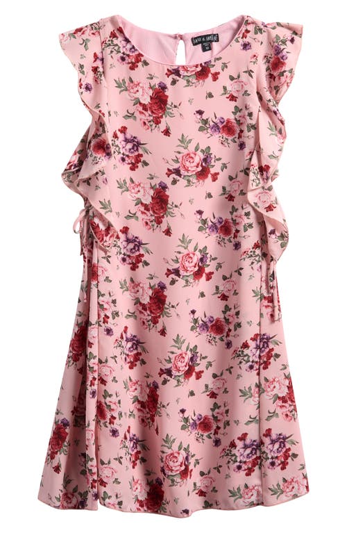 Ava & Yelly Kids' Floral Print Shift Dress In Blush Floral