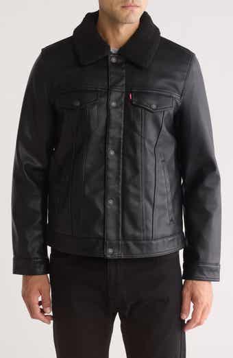 Levi's® Faux Leather Faux Shearling Collar Jacket