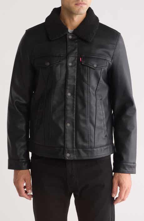 Levi's® Faux Leather Faux Shearling Collar Jacket