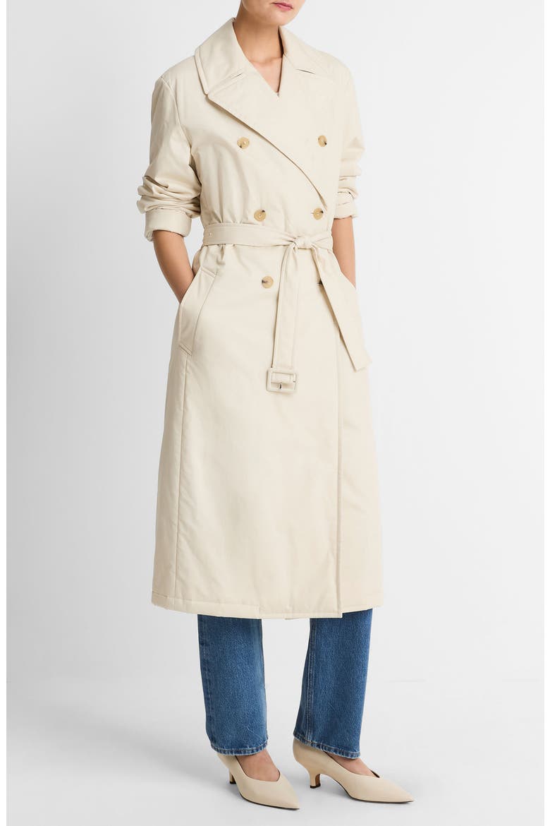 Insulated Long Cotton Coat, Alternate, color, WHITE TEA