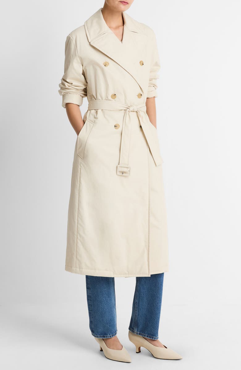 Vince Insulated Long Cotton Coat, Alternate, color, White Tea