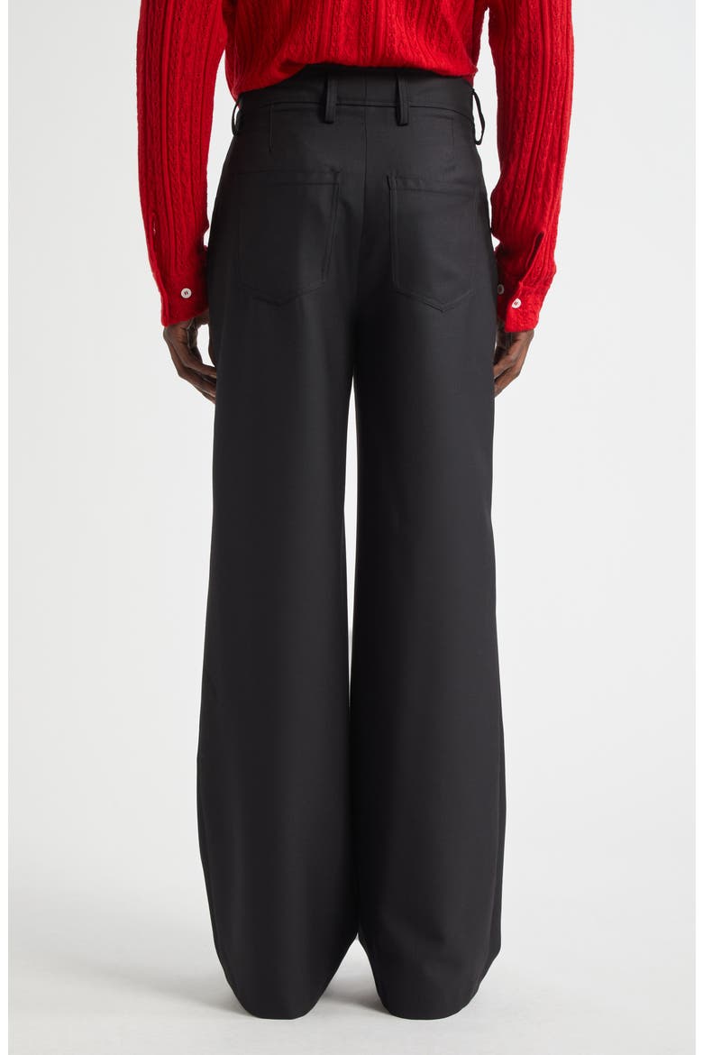 Jiro Wide Leg Twill Trousers, Alternate, color, BLACK WOOL