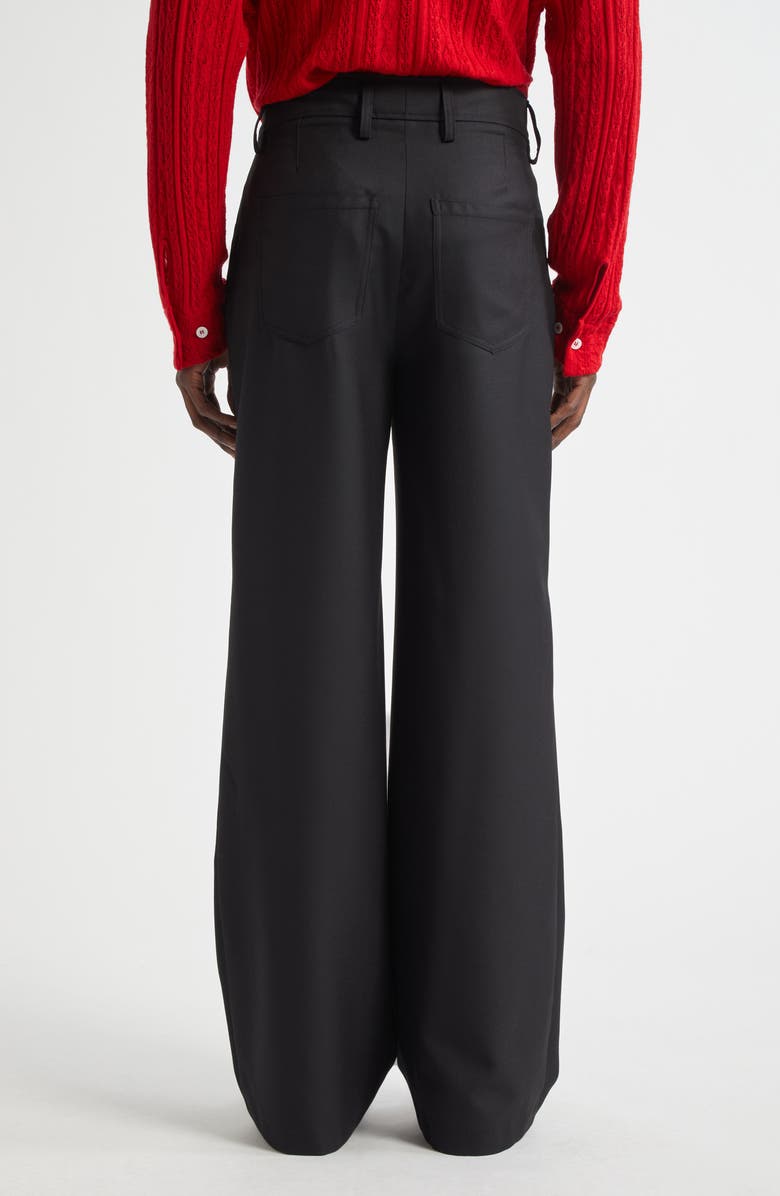 Séfr Jiro Wide Leg Twill Trousers, Alternate, color, Black Wool