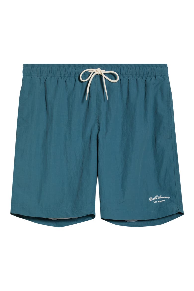 Collegiate Solid Swim Trunks, Alternate, color, BLUE
